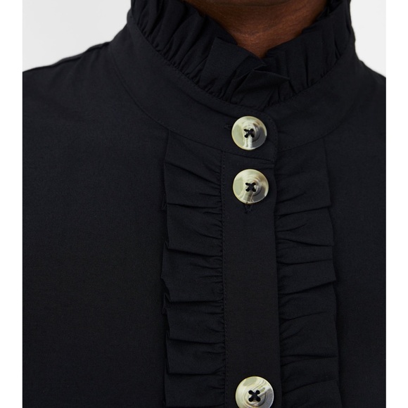 Black Ruffle Button-Up Romper - Picture 6 of 9